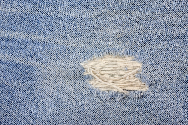 Textura de jeans jeans rasgado azul.