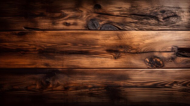 Textura de madeira rústica em tons marrons quentes com nós e grãos visíveis Generative AI