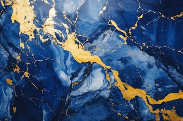 Textura de mármore azul e dourado com veias douradas