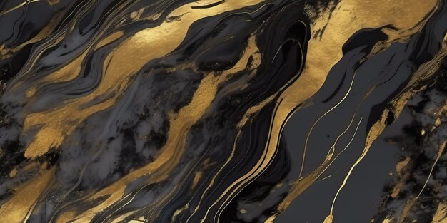 Textura de mármore líquido Mármore fluindo Arte de fundo Splash Diy Cores fluidas Ouro Negro