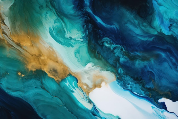 Textura de mármore ondas do mar textura de pinturas paleta de cores azul-verde feita com IA gerativa