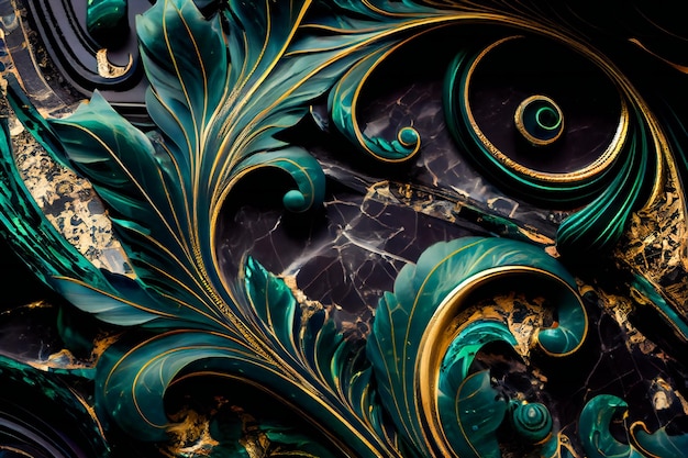 Textura de mármore verde e dourado abstrato de luxo generative aixa