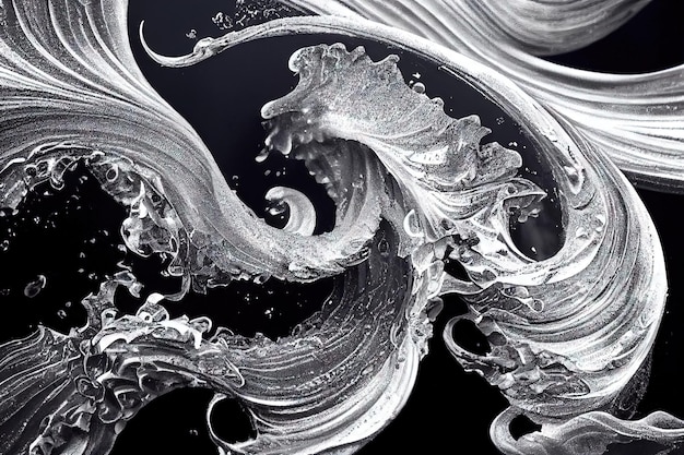 Textura de metal cromado prateado com fundo abstrato de ondas