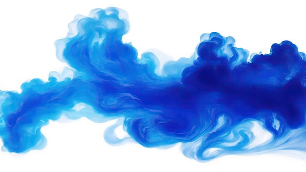 Textura de nuvem de fumaça de chama de fogo azul isolada em fundo branco