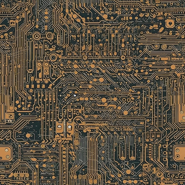 Textura de padrão de ladrilho de placa de circuito sem emenda Generative AI