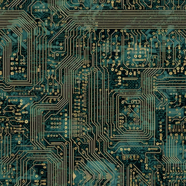 Textura de padrão de ladrilho de placa de circuito sem emenda Generative AI