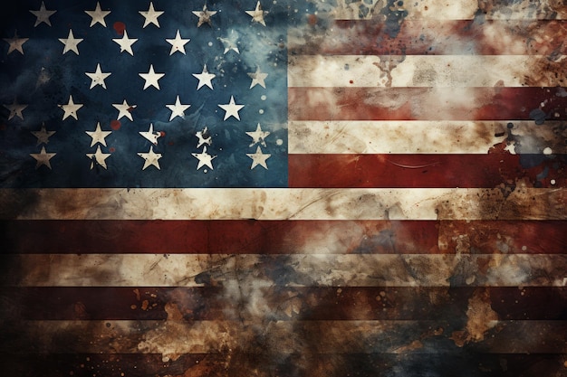 Textura de papel com uma bandeira americana sobreposta patriótica