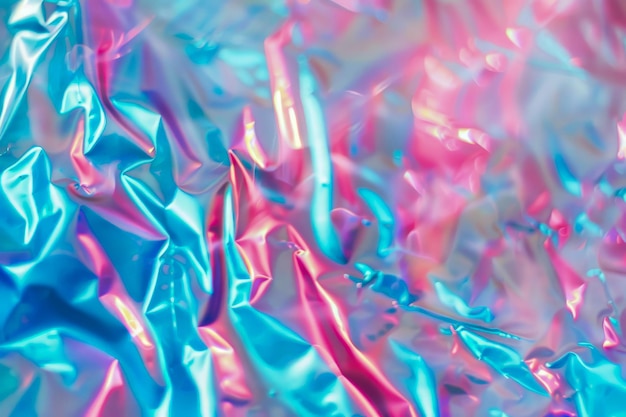 Foto textura de papel de alumínio iridescente vibrante em cores pastel perfeita para fundos