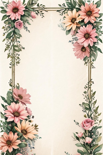 Textura de papel retro vintage com flores aquareladas