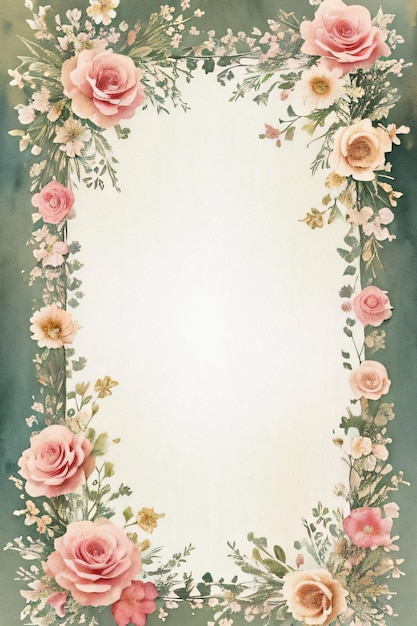 Textura de papel retro vintage com flores aquareladas