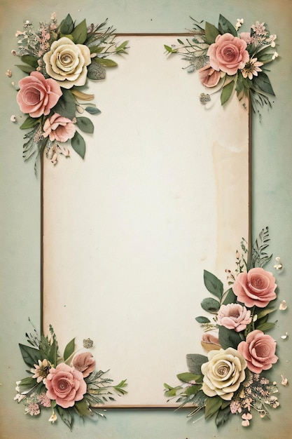 Textura de papel retro vintage com flores aquareladas