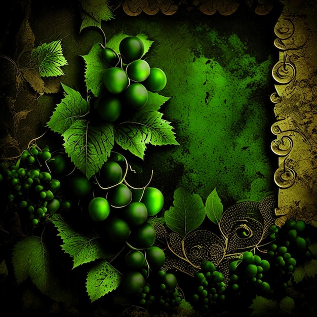 Textura de papel velho fundo de uva preta e verde