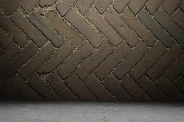 textura de parede 3D e fundo com piso de tijolo