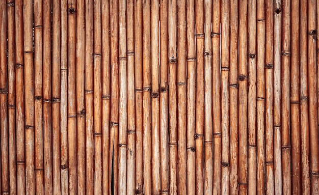 Textura de parede de madeira de bambu Cerca de tubos de bambu antigos