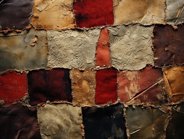 Textura de peças de patchwork de tecido e veludo