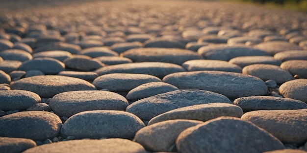 Foto textura de pedra de paralelepípedos com uma profundidade de campo rasa para o fundo em perspectiva