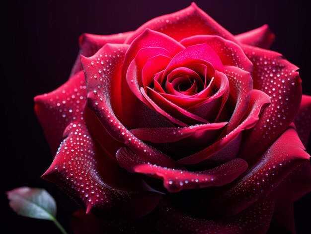 Textura de perto de uma rosa vermelha de fundo vermelho natural