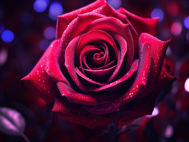 Textura de perto de uma rosa vermelha de fundo vermelho natural