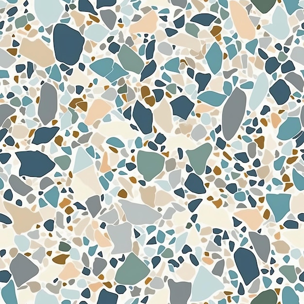 Textura de piso Terrazzo em estilo veneziano em cores frias como um padrão contínuo de geração de IA