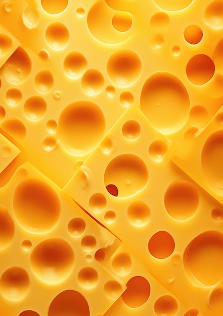 Textura de queijo de luxo dourado com buracos no papel de parede padrão de queijo Generative Ai