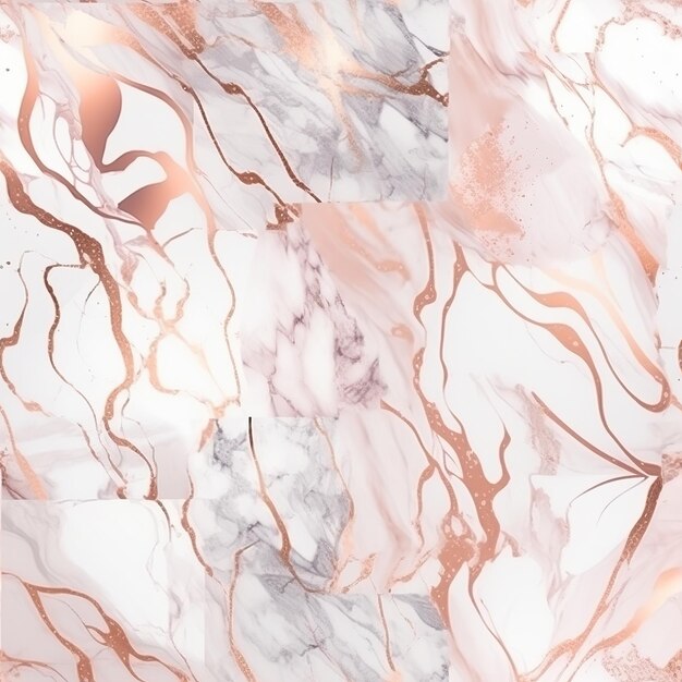 Textura de redemoinho de mármore dourado brilhante em prata e rosa