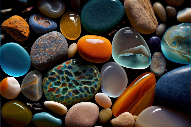 textura de seixo de mar colorido de vidro natural