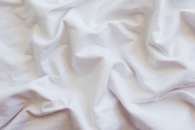 Textura de tecido de algodão branco amassado
