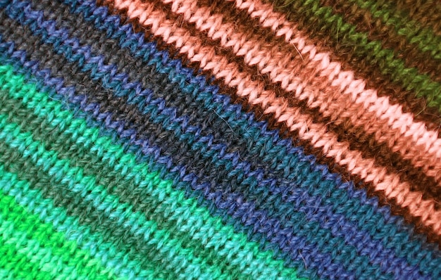 Textura de tecido de lã tricotada com listras multicoloridas de alpaca para o fundo