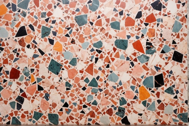 Textura de terraço colorido Multicolor Textura de terraço Fundo de mosaico de mosaico Terrazzo Fundo de mármore AI Generative