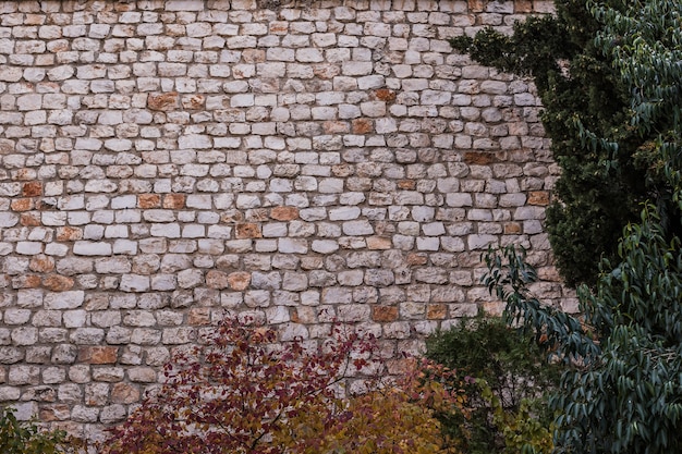 Textura de tijolo antigo fundo vintage sujo envelhecido e fachada de superfície de pedra enferrujada