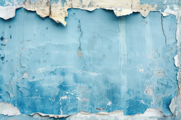 Foto textura de velhos cartazes azuis rasgados em fundo de parede grunge