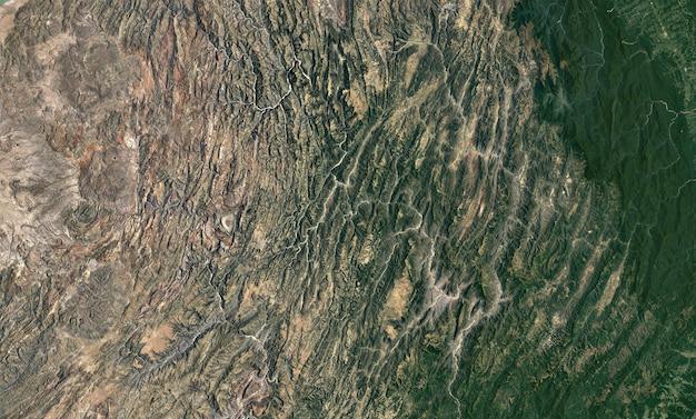 Textura de vista superior de satélite sobre a Bolívia