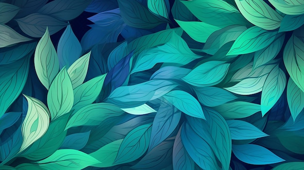 Textura degradada con hojas de color azul verde gris IA generativa