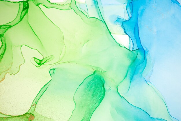 Textura de degradado de tinta de fondo de manchas abstractas de acuarela verde y azul