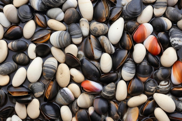 La textura detallada de una concha de mar contra los granos finos de la playa de arena resaltando el arte de la naturaleza