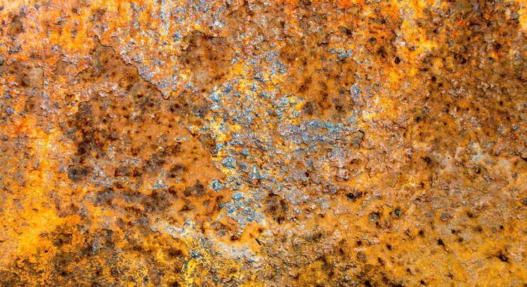 Foto la textura detallada de la óxido en la vieja placa de acero como fondo industrial de la superficie de metal grunge