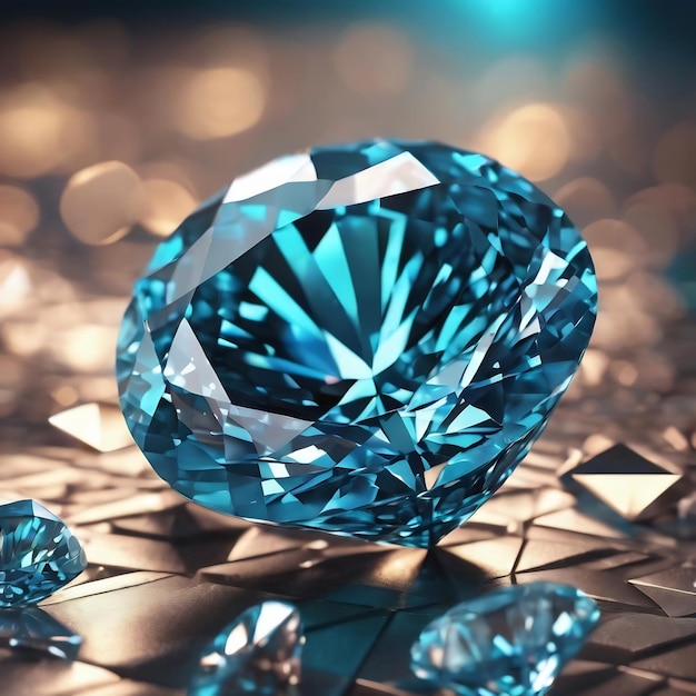 La textura de los diamantes 3D es de color azul acuático brillante.