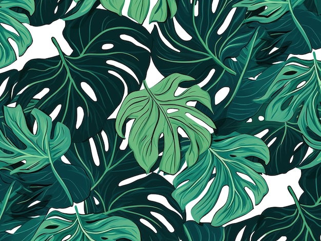 Foto textura de diseño de patrón de hojas de monstera detallada verde