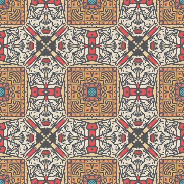 Textura de diseño de tela de caleidoscopio abstracto de patrones sin fisuras florales étnicos
