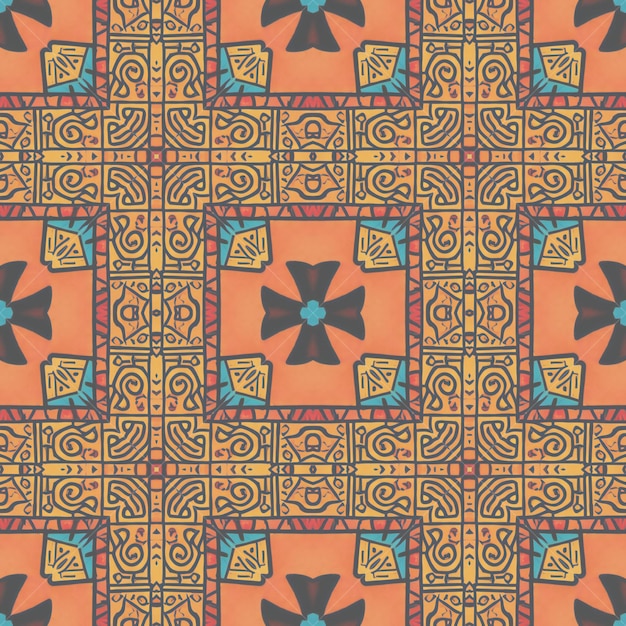Textura de diseño de tela de caleidoscopio abstracto de patrones sin fisuras florales étnicos