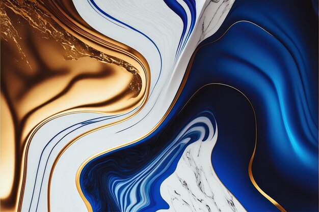 Textura elegante de mármore azul, branco e dourado para designs sofisticados. Imagem impressionante para o site