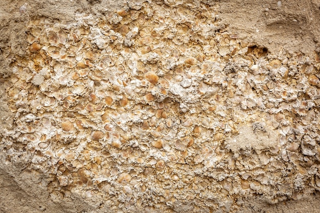 Textura empedrada. La parte de la pared apedreada relieve beige cerca. De piedra, ladrillo, textura, yeso, pared, fondo antiguo, abstracto, piedra, hormigón, capeado