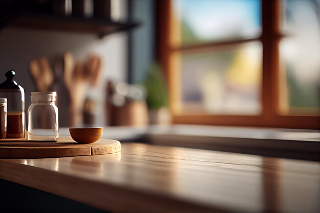 Textura de encimera en la ventana de la cocina borrosa backgroundgenerative ai