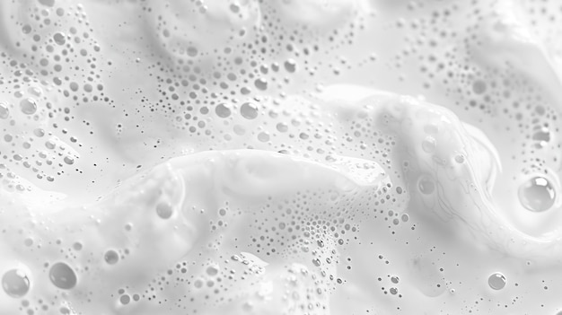 Textura de espuma blanca y jabonosa con burbujas de champú