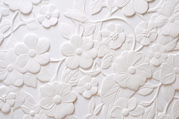 Textura floral branca em relevo para um design delicado