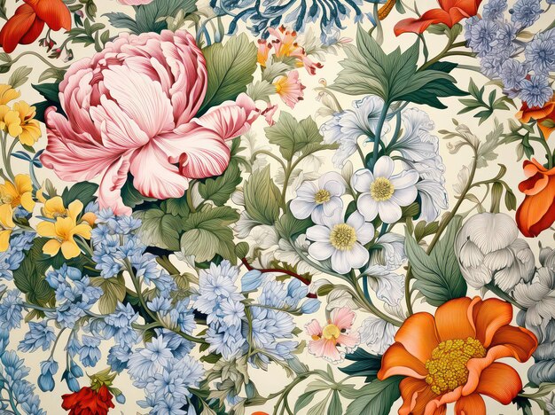 Textura floral tela retro arte hoja de flor fondo diseño de fondo patrón textil vintage