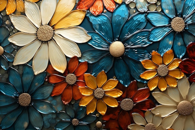 Textura con flores de colores de vidrio