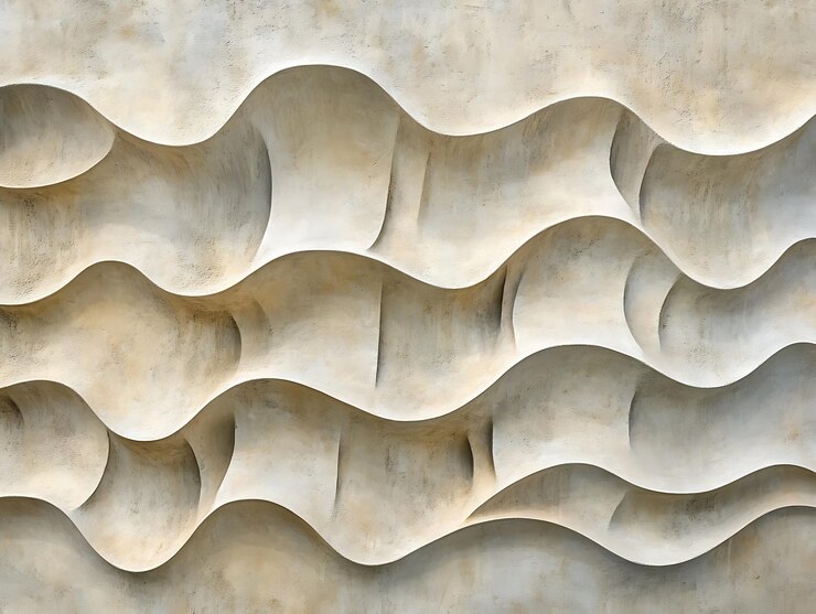 Textura fluida de piedra natural con curvas suaves y patrones orgánicos que se asemejan a formaciones rocosas talladas con sutiles tonos terrenales y detalles superficiales ondulados abstractos