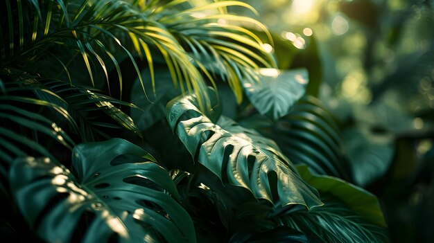 Foto textura de follaje tropical hojas verdes naturales