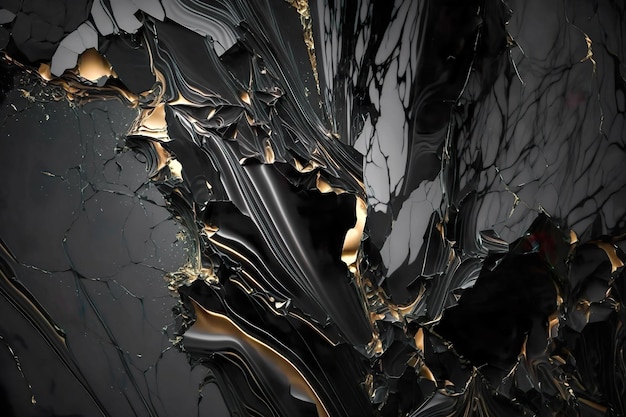 Textura de fondo abstracto de mármol negro y dorado Generar AI